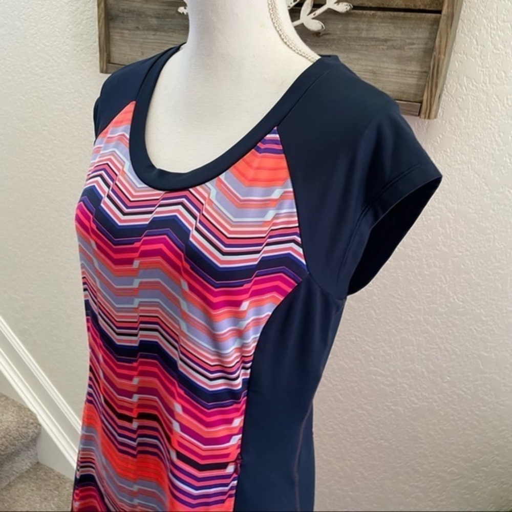 Title Nine navy blue pink printed stretch dress size M‎ - Picture 3 of 7